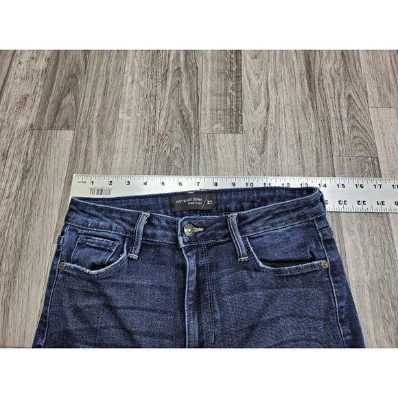 Just Black Denim Jeans Womens 27 Blue Dark Wash Raw Hem Ankle Skinny Made USA - Picture 8 of 12